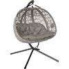 Outsunny Poltrona Sospesa 2 Posti con 2 Tasche, 2 Cuscini e Cesto Pieghevole, 130x103x172 cm|Aosom