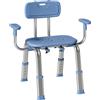 HOMCOM Sgabello da Doccia, Sedia da Doccia Ergonomica con Braccioli, Schienale, Altezza e Seduta Regolabili, Blu | Aosom Italy