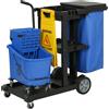 HOMCOM Carrello Pulizie Mobile con 3 Ripiani, Sacco da 70L e Secchio con Strizzatore, Blu | Aosom Italy