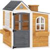 AIYAPLAY Casetta per Bambini da Esterno in Legno, Casa per Bambini Esterno/Interno con Porta, Finestre e 3 Fioriere, Giallo | Aosom Italy