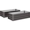 Outsunny Set di 2 Grandi Fioriere Esterne in Acciaio Zincato Orti Urbani per Terrazza Giardino 110x50x30 cm Grigio | Aosom Italy