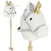 AIYAPLAY Testa di Cavallo con Bastone in Legno, Design Unicorno, Suoni e Ruote, Cavallo Giocattolo 95 cm di Altezza, Bianco | Aosom Italy