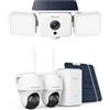 Reolink 4K+4MP Surveillance Esterno Wi-Fi Batteria Telecamera Set, AI Persone/Veicoli/Animali, 2,4/5 GHz WiFi, Visione Notturna a Colori, Solar Floodlight + 2 Argus PT Ultra+Home Hub