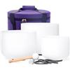 Hye-eun Set di 3 campane tibetane in cristallo di quarzo da 432 Hz, per la guarigione del suono, con custodia per il trasporto, Crystal Singing Bowl Set (8 B 10 G 12 E 432 Hz, 3 pezzi)