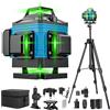 VOBOR Livella Laser con Treppiede, 4D 16 Linee Verde Livello Laser Autolivellante 360 con 2 x 4800mah Batteries, Telecomado, per Lavori Costruzione e Decorazione D'interni