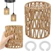 Huamirra Paralume Boho, 2 Pezzi Paralume in Rattan con 2 Anello di Adattamento, Lampada Boho a Sospensione e da Terra, Paralumi per Lampada a Sospensione, per E27, E14 Lampadario, per Sala da Pranzo, Bar