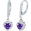 CONILOK Orecchini con Ciondolo di Cuore Zirconi da Donna- Orecchini Aureola Amore in Argento 925 Ipoallergenico, Orecchini Pendenti Viola Moda Scintillanti, Gioielli Eleganti da Regalo per Fidanzata Moglie