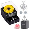 OIOYLEY Squisita scatola regalo di girasole conservata con collana a forma di cuore, per donne per San Valentino, festa della mamma, anniversario, compleanno, per mamma, sorella, moglie, /, Argento