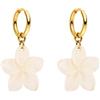 Purelei Orecchini Plumeria - resistenti all'acqua | Orecchini a cerchio con ciondolo a fiore in acciaio inox | 14K placcatura in oro, argento e 18K placcatura in oro rosa | Orecchini ispirati