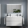 evineo ineo5 evo mobile La: 120 cm con 4 scomparti estraibili, lavabo doppio slim bianco, con armadietto a specchio ineo5 evo CH,, BE0837WH+BE0960WH+BEA093MI+BEA097CH, ineo5 evo [Mobili da Bagno > Set Mobili da Bagno]