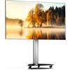 XTRARM Proton 100 Supporto TV mobile con ripiano, prese di corrente, porte USB, altezza 135 cm, formato verticale orizzontale 32-75 pollici, 40 kg alluminio nero