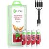 EBL 4 x 1.5V USB-C AA Batterie Ricaricabili Litio, Pile Ricaricabili 3500mWh, 4 in 1 Cavo di Ricarica, 1600 Tech