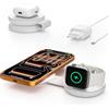 Gatatol Caricatore wireless magnetico 2 in 1 Qi2 25W, pieghevole compatibile con Mag-Safe per iPhone 17e/17/16/15/14/13/12/Air, Apple Watch Ultra/Series 1-11 e Pods (adattatore 30W)