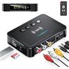 Beedove Trasmettitore Bluetooth, Adattatore Ricevitore Trasmettitore Bluetooth 5.0 3 in 1, Trasmettitore FM con Cavo RCA/AUX, Adattatore Audio Wireless per Sistema Stereo/TV/PC/Cuffie/Altoparlanti