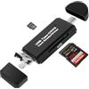 AXFEE Lettore di Schede SD, Lettore di schede SD di memoria 3 in1 | per dispositivi USB C,Micro USB 2.0, per Android iPhone15, Galaxy S23, Huawei P70, Windows, Linux, SDHC/SDXC/MMC/Micro SDHC