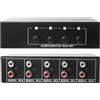Leikurvo AUX Audio Switcher 4 in 1 Out, commutatore audio stereo bidirezionale 3,5 mm Aux + RCA L/R, splitter audio, scatola di selezione audio analogico, passivo, stereo selettore per cuffie, DVD, STB, HDTV
