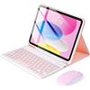 SOPPY Custodia per tastiera Bluetooth con mouse per iPad di 11a generazione (A16) 11 2025, 10a generazione 11 2022, custodia protettiva staccabile, con portapenne integrato, layout UK, rosa