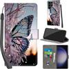 PHINIENLAND Cover per Samsung Galaxy S24 Ultra custodia portafoglio Farfalla | 3 scomparti carte, 1 tasca banconote, Chiusura magnetica, Supporto, Pelle PU flip cover per Samsung S24 Ultra