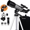 Celestron 22007 Travel Scope 60 DX Telescopio rifrattore portatile con adattatore smartphone -Per i principianti, ottica in vetro completamente rivestita, treppiede, zaino e accessori, Nero/Grigio