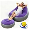 Shyllin Divano gonfiabile da campeggio con poggiapiedi, divano gonfiabile portatile floccato, poltrona gonfiabile, poltrona da piscina, airlounge, pouf da esterno, per campeggio, casa (2, viola chiaro
