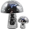 Relaxdays Set di 2 Funghi Disco in Vetro specchiato, 2 Dimensioni, Decorazione Scintillante, Effetto Specchio, Argento