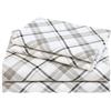 Comfort Spaces Lenzuola in flanella di cotone traspirante con tasca profonda con federa per cuscino, doppia, plaid grigio, 3 pezzi