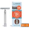 MERKUR Rasoio 33C | classico cromato lucido | rasoio a tre pezzi con taglio dritto | pettine chiuso | ideale per rasatura a umido | zinco pressofuso | manico in ottone | Made in Germany