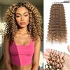 Renyarch Feather Crochet Human Hair Bundles Feather Crochet Hair for Black Women 14 Pollici Deep Wave 125g 100c Honey Blonde Water Wave Wet and Wavy Invisible Knotless Curly Human Extensions