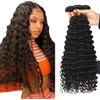 HeioWuio Human Hair Bundles Extension in capelli veri, ciocche di capelli umani, ciocche di capelli umani, extension doppie ciocche per donne, minimal smell per donne, 3 pacchi da 20 20 20 pollici
