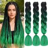 ShowJarlly Treccia Africane Extension 24, Treccia Capelli, Ombre Jumbo Treccia Capelli Fibra treccia di scatola, Per Crochet Twist Intrecciare I Capelli (Nero/Verde nerastro/Verde scuro)