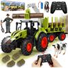 BuzzoXerex RC Trattore Telecomandato per Bambini, 2,4 Hz Trattore Radiocomandato con Rimorchio Giocattolo e Luce, Trattore Giocattolo per Bambini 3 4 5 anni