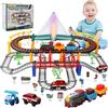 JOTOL Piste Macchinine per Bambini,Trenino Elettrico per Bambini,Trenino Elettrico con Pista da Corsa per,141 Pezzi Treno Set Giocattoli,Costruzione di Circuiti da Corsa con Auto e Treno