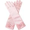 NASMBXA Guanti Lunghi per Bambini, Guanti con Fiocco per Bambini, Guanto Lunghi da Principessa per Compleanno, Vacanza, Decorazione del Partito del Costume (Rosa)