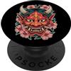 TOKYO WAVES Oni Mask Designs Maschera Yokai Oni giapponese del demone del diavolo Hannya con fiori di ciliegio PopSockets PopGrip Adesivo