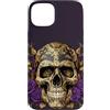 Skulls and Roses Metal Rock Gothic Metal Custodia per iPhone 15 Plus Scheletro Metalhead Teschi e Rose Metal Rock