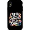 Bible Reflection Grace Reminder Custodia per iPhone X/XS Let He Who Is Without Sin Cast The First Stone -