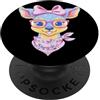 Whimsical Forest Animal Face Studio Grap Carino Deer Floral Woodland Ritratto Grafico Rosa Occhiali PopSockets PopGrip Adesivo