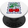 Charming Fruit Prints Affascinante motivo a righe con fiocco verde ciliegie rosse PopSockets PopGrip Adesivo