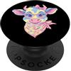Kawaii Whimsical Barnyard Face Studio Gr Mucca Pastello Ritratto Floreale Fattoria Amante Animali Grafica Rosa PopSockets PopGrip Adesivo