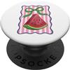 Watermelon Whimsy Simpatico design con fiocco a strisce rosa a forma di anguria PopSockets PopGrip Adesivo