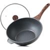 SENSARTE Wok Antiaderente in Alluminio 28 cm con Coperchio, Rivestimento Granito Svizzero ILAG Senza PFOA, Manico Ergonomico, Adatto a Induzione, Cucina Sana