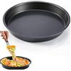 Telituny Teglia per pizza antiaderente da 22,9 cm, in acciaio al carbonio, per pizza, torte, pane, resistente, per forno, microonde, uso commerciale, casa, cucina (nero)