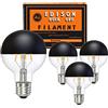 KOOYWAN LED G80 E27 Lampada a Filamento 6W Testa Specchio Nero 2700K Bianco Caldo Smerigliato Corona Nera Lampadina Senza Ombre Confezione 4unit
