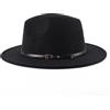 VASANA Cappello Fedora a tesa larga con fibbia in feltro Panama cappello nero classico da cowboy jazz cappello autunno inverno tiene al caldo cappello unisex retrò Trilby cappello per feste di nozze talent