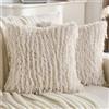 YSTELLAA Federe Cuscini Divano 40x40 Effetto Piuma, 2 Pezzi, Beige | Tessuto Identico Fronte/Retro, Forma Corazón Cerniera, Federa Cuscino Decorazione per Divano Soggiorno Camera Da Letto