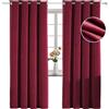 YSTELLAA Tenda 100% Oscurante Da Interno 2 Pezzi, 140×225cm, Tenda Velluto Fonoassorbenti, Tende Termiche Isolanti Per Interni, Con Anelli, Moderne, Per Camera Da Letto, Borgogna