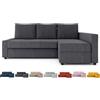 MASTERS OF COVERS Fodera Friheten aderente per IKEA Friheten con copertura angolare per chaise longue, copridivano o letto, fodera di ricambio componibile (grigio scuro)