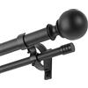 Kemmie Bastone per tende da finestra classico da 2,5 cm, con terminali rotondi e cilindrici, semplice doppia asta telescopica, 91,4-183 cm, nero opaco