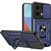 ESTH® Cover per Xiaomi Redmi Note 13 Pro 5G/Xiaomi Poco X6 5G con Custodia per Fotocamera Scorrevole e Supporto ad Anello [Custodia Paraurti Compatibile con Supporto Magnetico per Auto], Blu