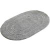 Pinkrin Tappeto da bagno grigio ovale 40 x 60 cm, in microfibra con struttura antiscivolo, lavabile in lavatrice, piccolo tappetino per bagno, bagno e lavandino